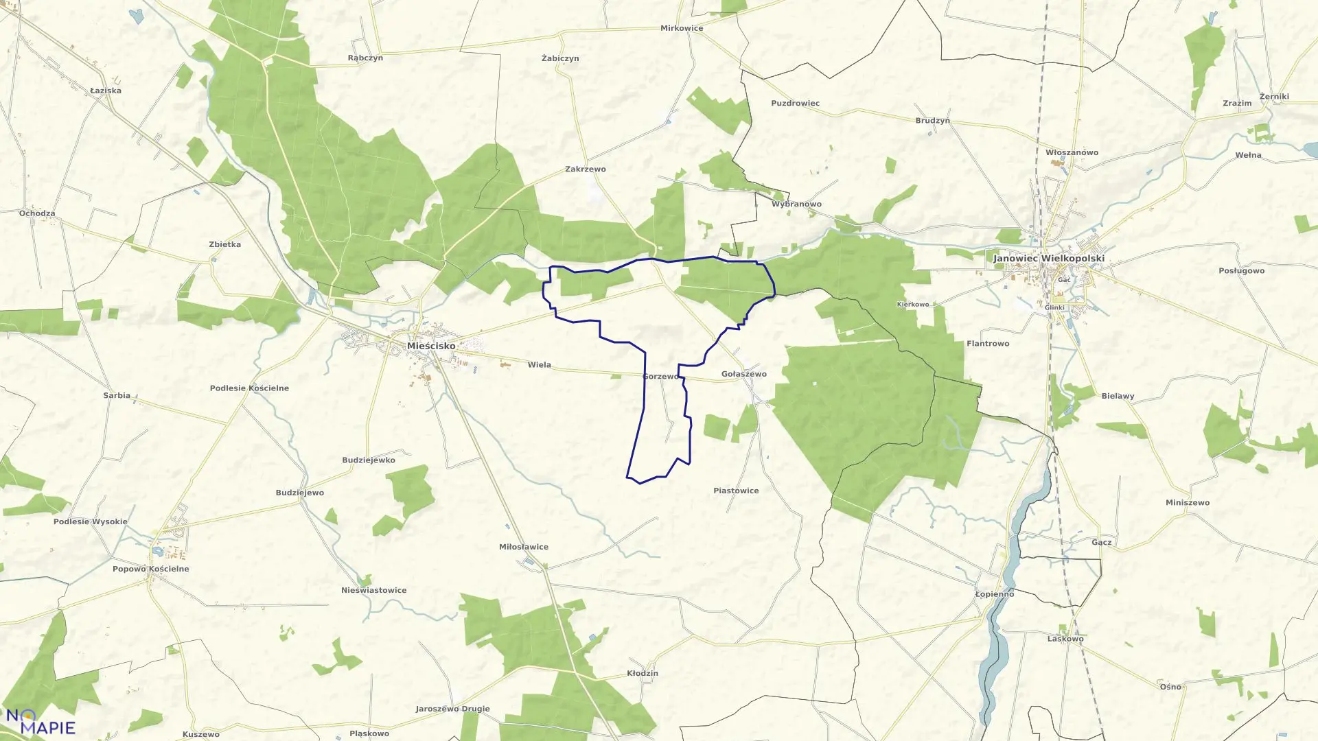 Mapa obrębu GORZEWO gmina Mieścisko